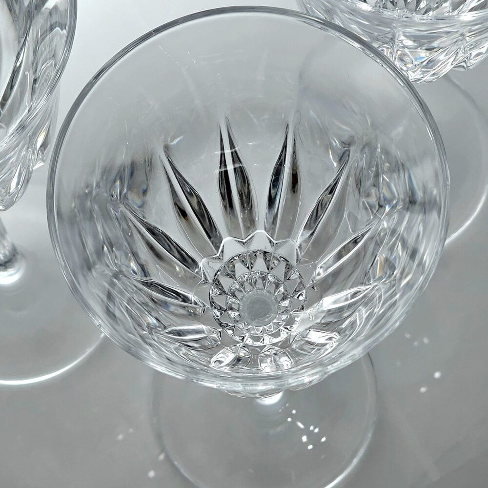 3 Cristal d'Arques Castel Water Glasses 8" France fine crystal diamond cut stem - Picture 5 of 10